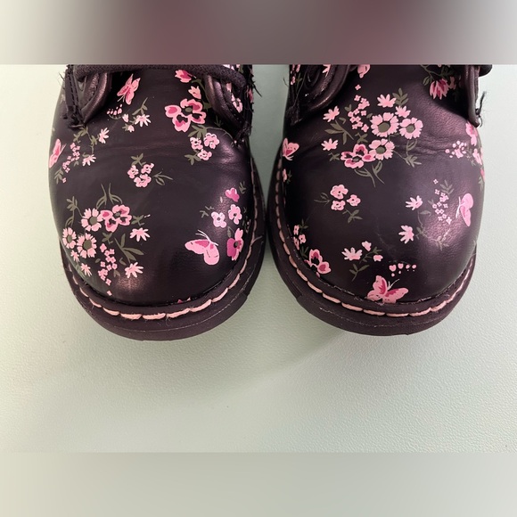 Justice Black with Pink Butterflies & Flowers Booties, Girl size 11 Boots - Picture 4 of 8